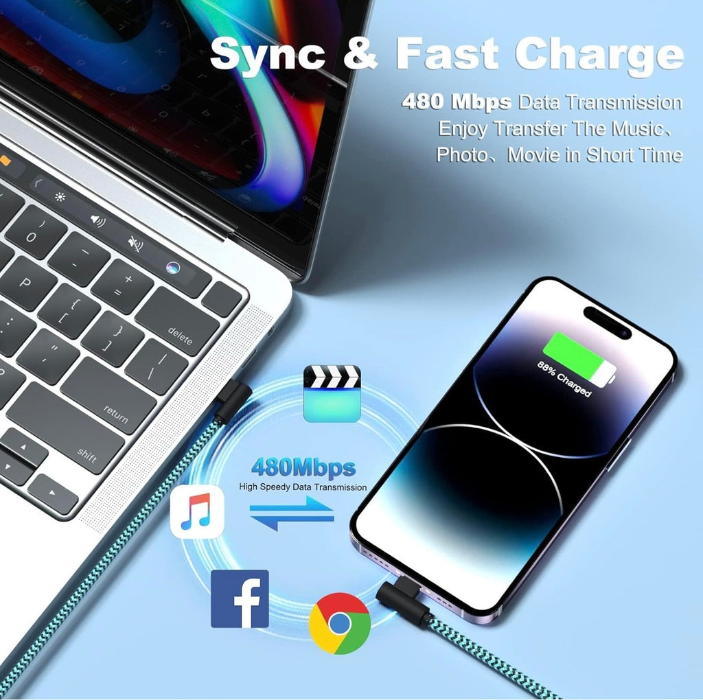 Phone Charger Cable 2.8M,3Pack[Apple MFi Certified